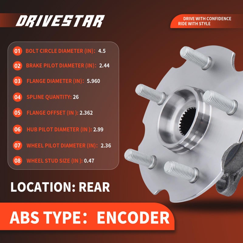 DRIVESTAR 512374 4WD/AWD ONLY Rear Wheel Hub and Bearing Assembly 2006-2018 for Toyota Rav4, 2015-2017 for Lexus Nx200T, 2018-2019 for Lexus Nx300, 2015-2019 for Toyota Nx300H - Image 3